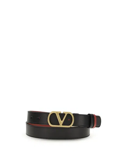 Valentino Garavani Reversible Leather Belt With The Vlogo Signature In Brown