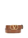 Valentino Womens Vlogo Signature Leather Belt Deep Caramel In Brown