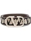Valentino Vlogo Monogram-jacquard Belt In Naturale-nero/fondant