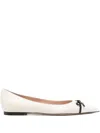 Valentino Vlogo Leather Ballerina Flat In White