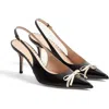 Valentino Garavani Leather Slingback With Patent Leather Toe