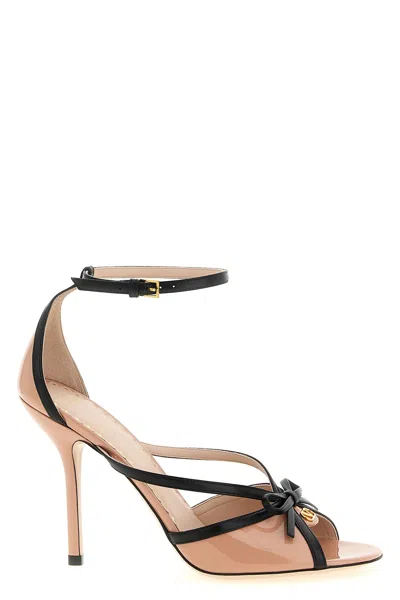Valentino Garavani Bepointy Bow-detail Leather Sandals In Pink