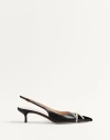 Valentino Bepointy 45 Bow-embellished Leather Slingback Pumps In Black/ivory