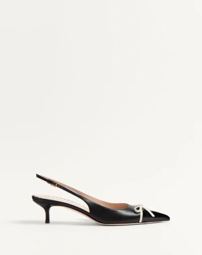 VALENTINO GARAVANI VALENTINO GARAVANI BEPOINTY SLINGBACK PUMP IN PATENT LEATHER AND KIDSKIN 45MM WOMAN BLACK/IVORY 38