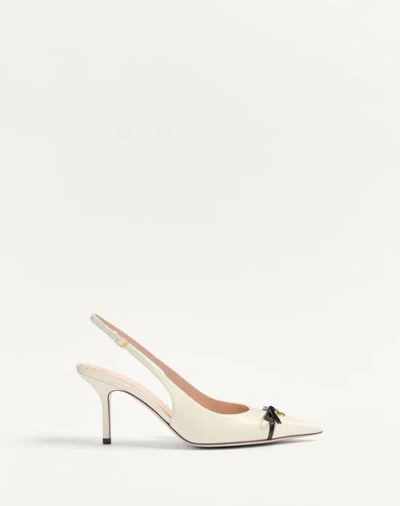 VALENTINO GARAVANI VALENTINO GARAVANI BEPOINTY SLINGBACK PUMP IN PATENT LEATHER AND KIDSKIN 80MM WOMAN IVORY/BLACK 39.5