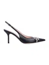 Valentino Garavani Leather Slingback With Patent Leather Toe In Black Ivory