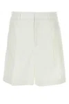Valentino Garavani White Bermuda Shorts With Tonal Vlogo In Cotton Canvas Woman
