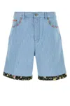 Valentino Tailored Shorts With Floral Trim And Pockets In Blue