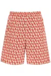 Valentino Bermuda In Faille Di Seta Con Stampa Toile Iconographe All Over In Multicolor