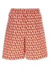 Valentino Bermuda In Faille Di Seta Con Stampa Toile Iconographe All Over In Multicolor