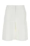 Valentino Garavani Ivory Wool Blend Bermuda Shorts In White