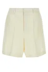 Valentino Wool Blend High-waisted Bermuda Shorts In White