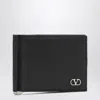 Valentino Garavani  Garavani Vlogo Signature Grainy Calfskin Bi-fold Wallet With Money Clip In Black
