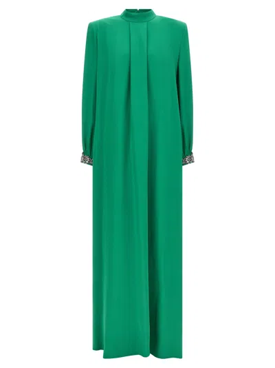 Valentino Crystal-embellished Maxi Dress In Green