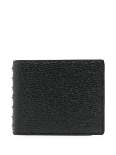 Valentino Garavani Bi-fold Mini Wallet With Card Slots And Note Compartment For Men In Black