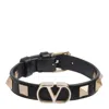 Valentino Leather Studded Vlogo Bracelet In Black