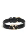 Valentino Adjustable Length Leather Textured Bracelets In Black