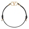 Valentino Garavani Garavani Vlogo Signature Cotton Bracelet Woman Black Uni In Black