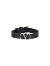 Valentino Vlogo Signature Leather Bracelet Jewelry Black In Black