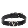 Valentino Vlogo Signature Leather Bracelet Jewelry Black In Black