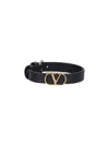 Valentino Vlogo Signature Leather Bracelet Jewelry Black In Black