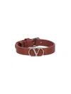 Valentino Vlogo Leather Bracelet In Brown
