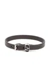 Valentino Ovalette Leather Bracelet In Brown