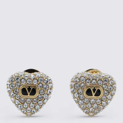 Valentino Garavani Black And Gold Metal Earrings In Gray
