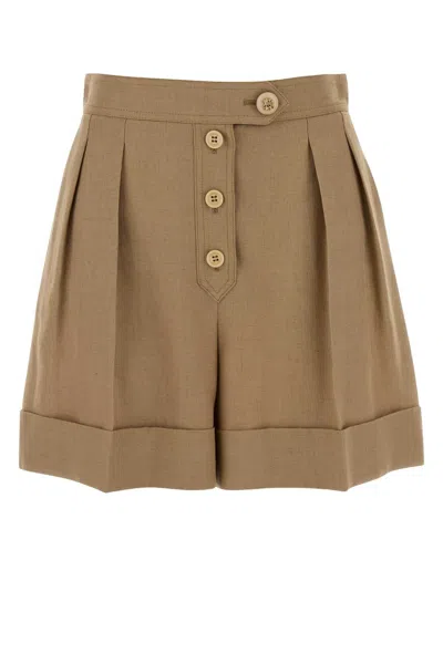 Valentino Garavani Biscuit Viscose Blend Shorts In Brown