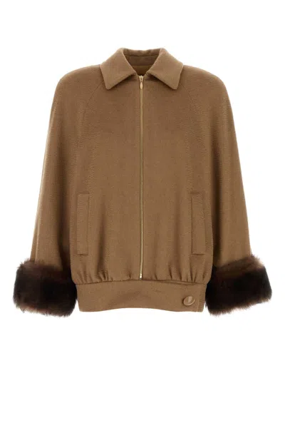 Valentino Garavani Biscuit-textured Tailored Jacket In Camel
