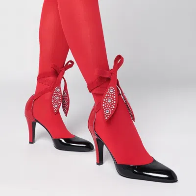 Valentino Garavani Black And Red Foliefoliage Décolleté Women