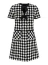 Valentino Embroidered Damier Light Tweed Short Dress In Multicolor