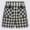 Valentino Womens Avorio Nero Houndstooth High-rise Tweed Woven Shorts