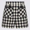 Valentino Womens Avorio Nero Houndstooth High-rise Tweed Woven Shorts