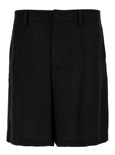 Valentino Garavani Black Bermuda Shorts With Vlogo Print In Toile Iconographe Man In Multicolor