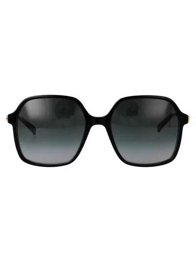 Valentino Garavani Black Black Grey Acetate Sunglasses In Green