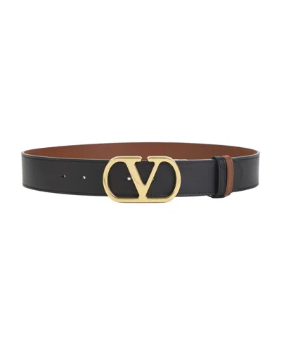 Valentino Garavani Black Calf Leather H 40 Reversible Belt