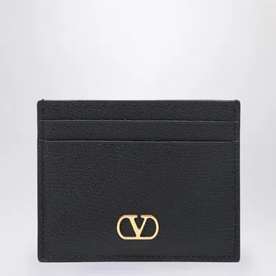Valentino Garavani Black Card Holder With Gold Logo