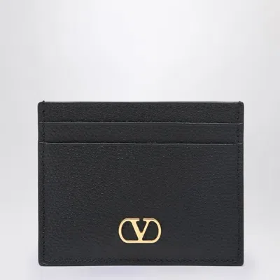 Valentino Garavani Black Card Holder With Gold Logo
