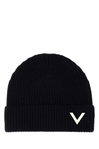 VALENTINO GARAVANI VALENTINO GARAVANI BLACK CASHMERE BEANIE HAT