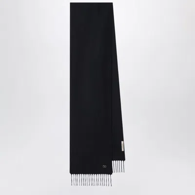 Valentino Garavani Black Cashmere Scarf With Vlogo Detail