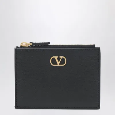 Valentino Garavani Black Coin Purse Card Holder With Gold Logo