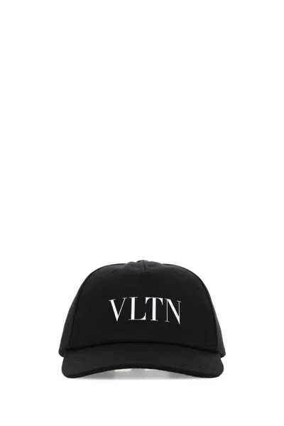 Valentino Garavani Black Cotton Baseball Cap In Multi
