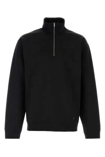 Valentino Garavani Black Cotton Blend Sweatshirt In Blue