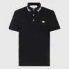 Valentino Garavani Black Polo Shirt With Classic Bicolor Collar And Logo Patch On The Front In Cotto