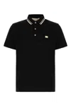 Valentino Garavani Black Polo Shirt With Classic Bicolor Collar And Logo Patch On The Front In Cotto
