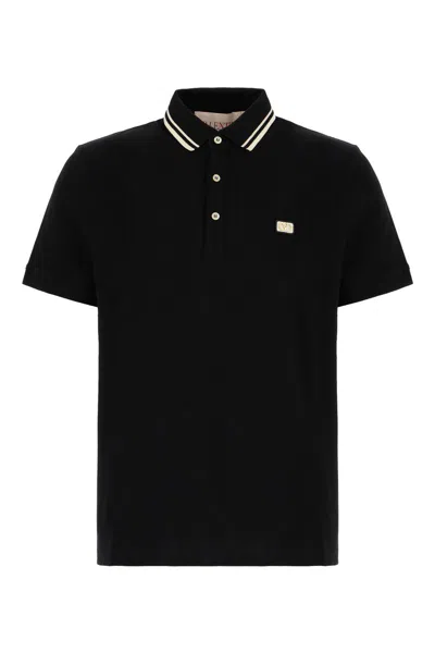 VALENTINO VALENTINO GARAVANI BLACK COTTON POLO SHIRT