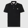 Valentino Garavani Black Polo Shirt With Classic Bicolor Collar And Logo Patch On The Front In Cotto In Black