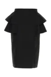 Valentino Black Skirt With Ruffles On The Sides In Black