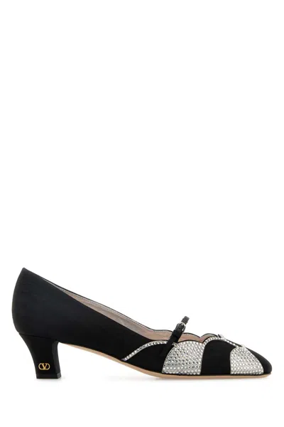 VALENTINO GARAVANI VALENTINO GARAVANI BLACK FABRIC BOWOW PUMPS